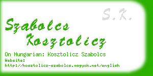 szabolcs kosztolicz business card
